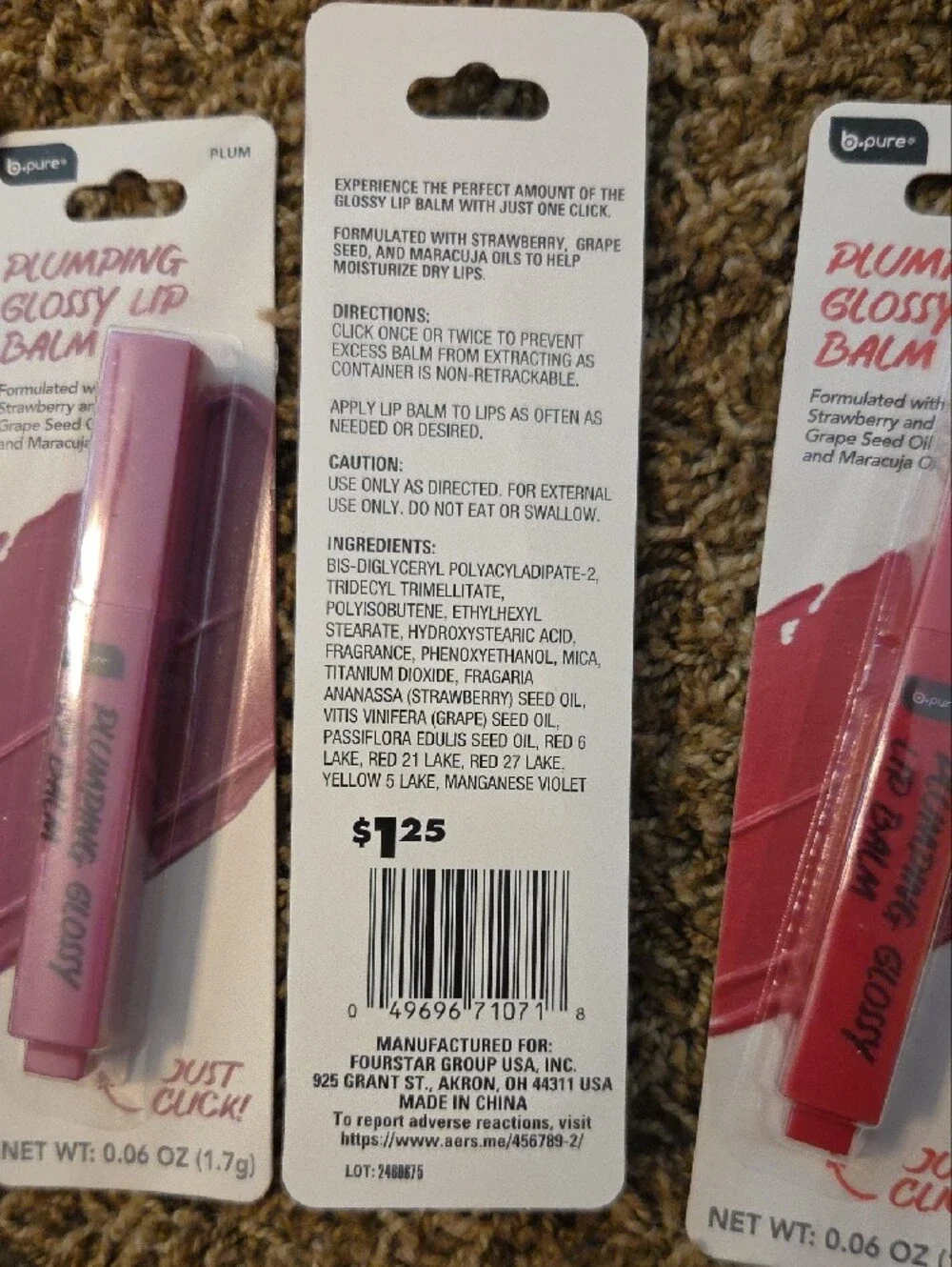 3 Plumping Glossy Lip Balm - Watermelon, Plum, Magenta Shades
